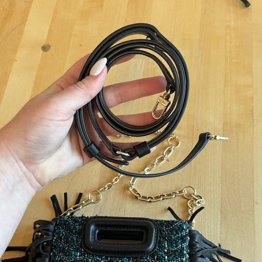 NWOT Maje Black and Green Tweed Crossbody Bag - Picture 5 of 7